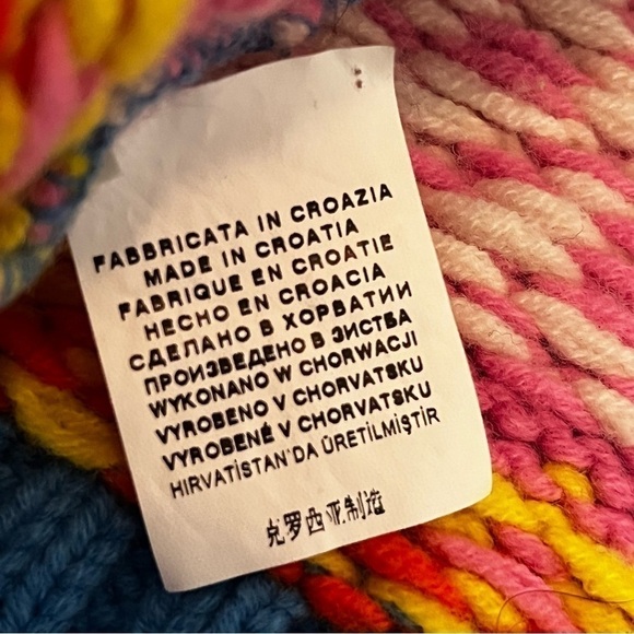 Benetton Barbie Girls Knit Cardigan Sweater Size 8 Pink Nordic Hearts Snowflake - Picture 7 of 10